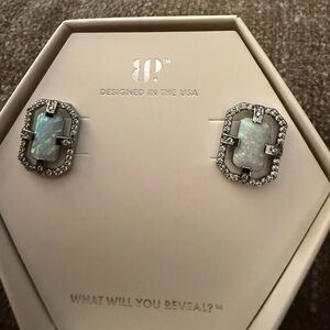 Elegant BP Silver and Opal Earrings